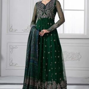 Elegant Green Embroidered Dress